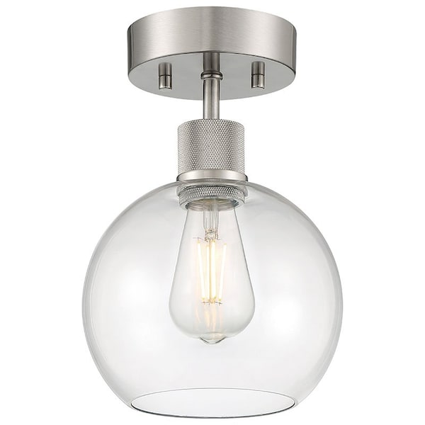 Access Lighting Port Nine Burgundy, Burgundy LED SemiFlush, Brushed Steel Finish, Clear Glass 63148LEDDLP-BS/CLR - main